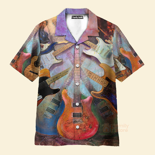 Guitar Abstract Colorful Lover Guitar Art Style Hawaiian Shirt