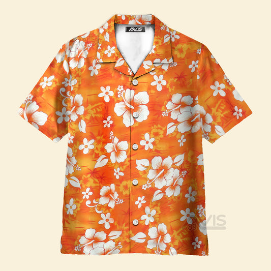 Orange Hibiscus Flowers - For Men And Women - Hawaiian Shirt