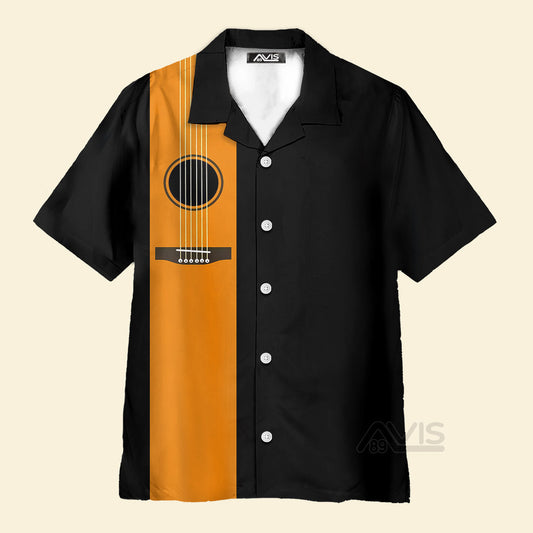 Orange Guitar Black Theme - Hawaiian Shirt