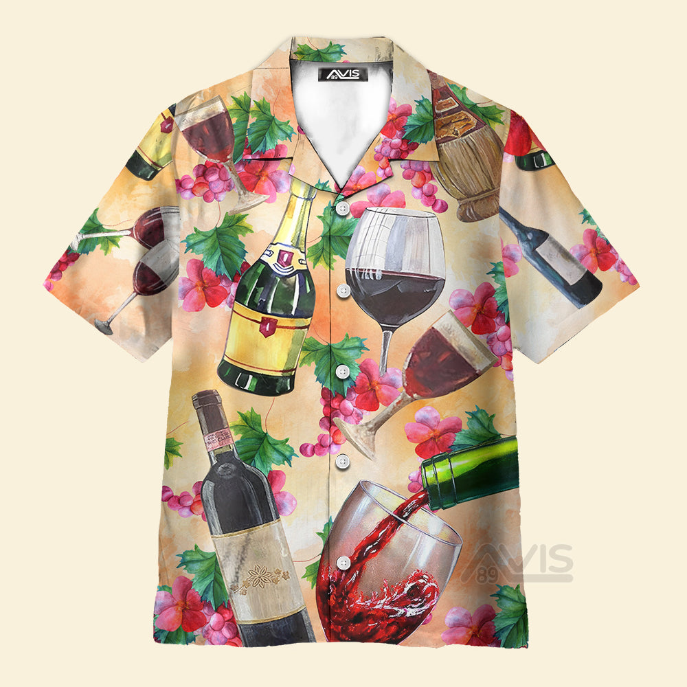 Wine Drinking Wine Colorful Style - Hawaiian Shirt