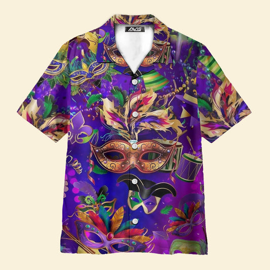 Happy Mardi Gras Purple - Hawaiian Shirt