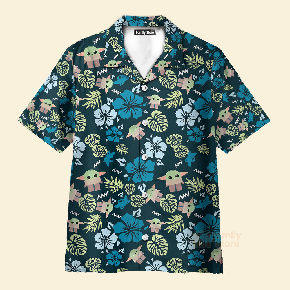 Stwa The Mandalorian Grogu Baby Yoda Leaves Hawaiian Shirt
