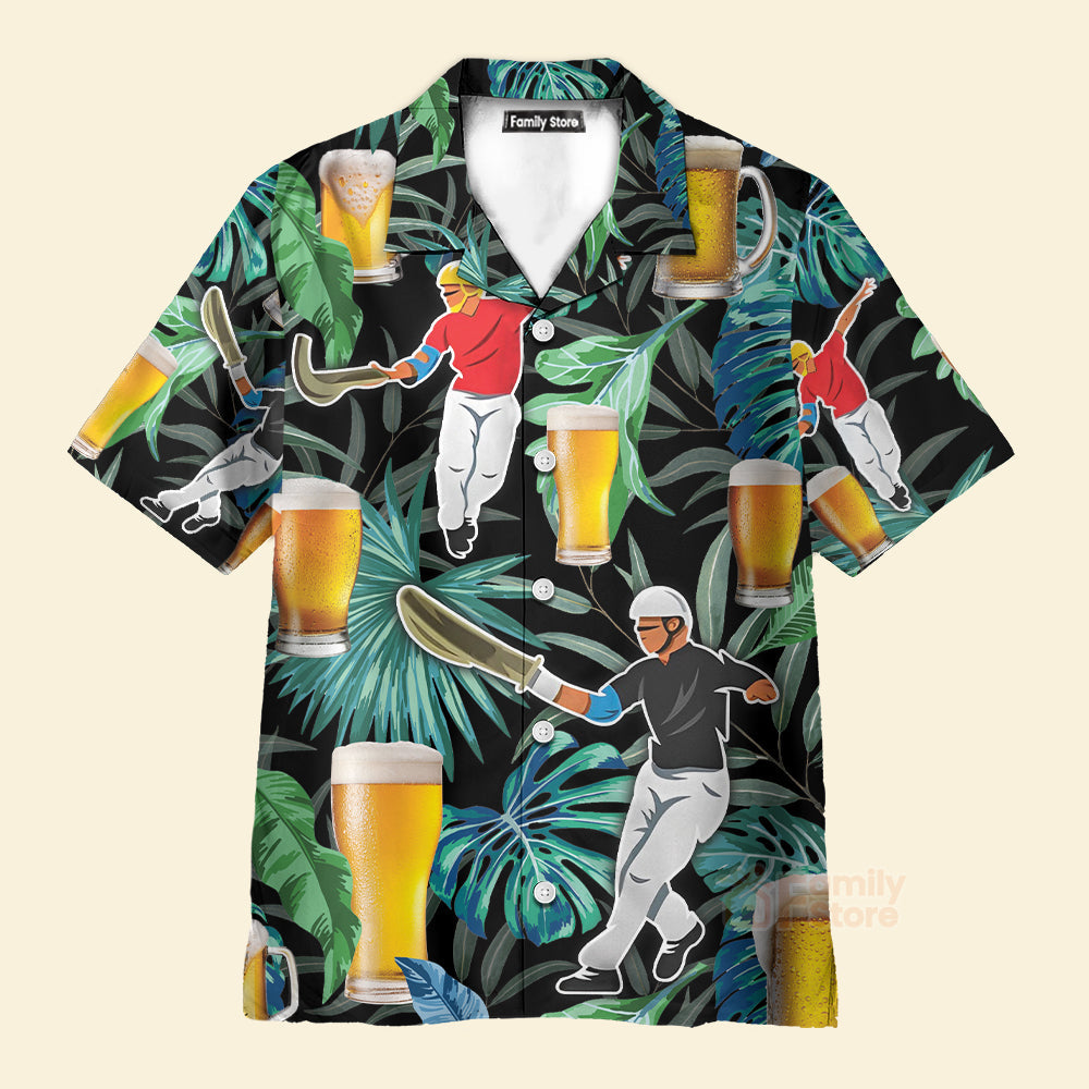 Beer And Jai Alai Tropical Pattern - Hawaiian Shirt
