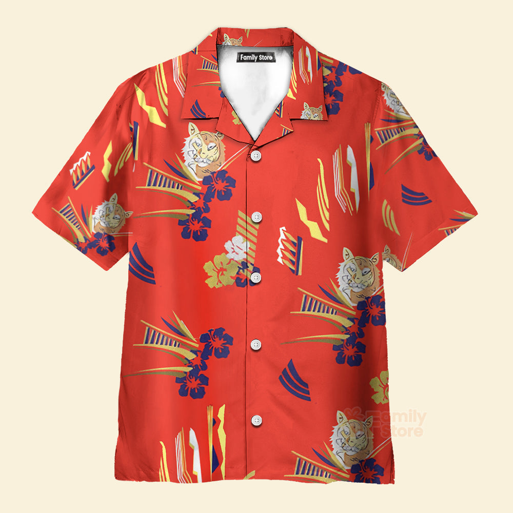 Tony Montana Exotic Tiger & Hibiscus Hawaiian Shirt, Aloha Shirt For Summer