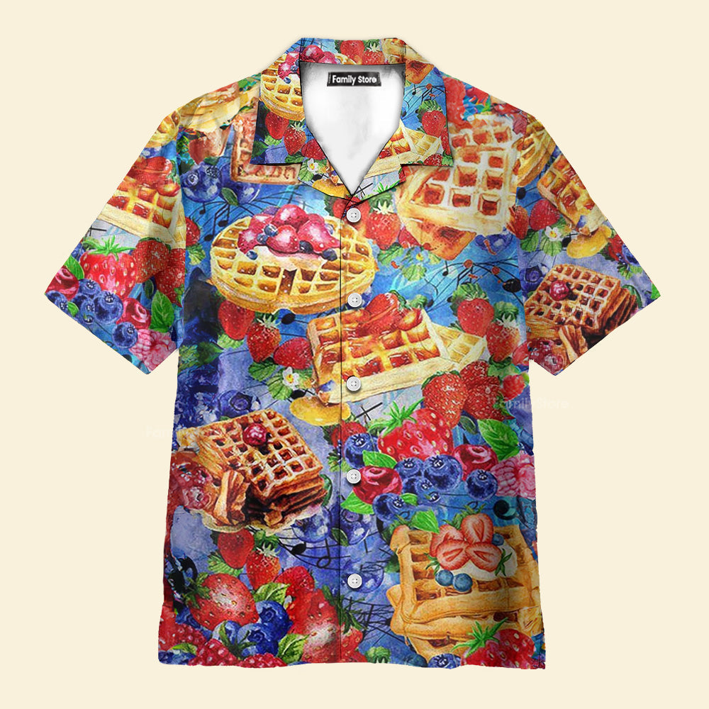 Food Pancake With Strawbery And BlueBery Delicious Hawaiian Shirt