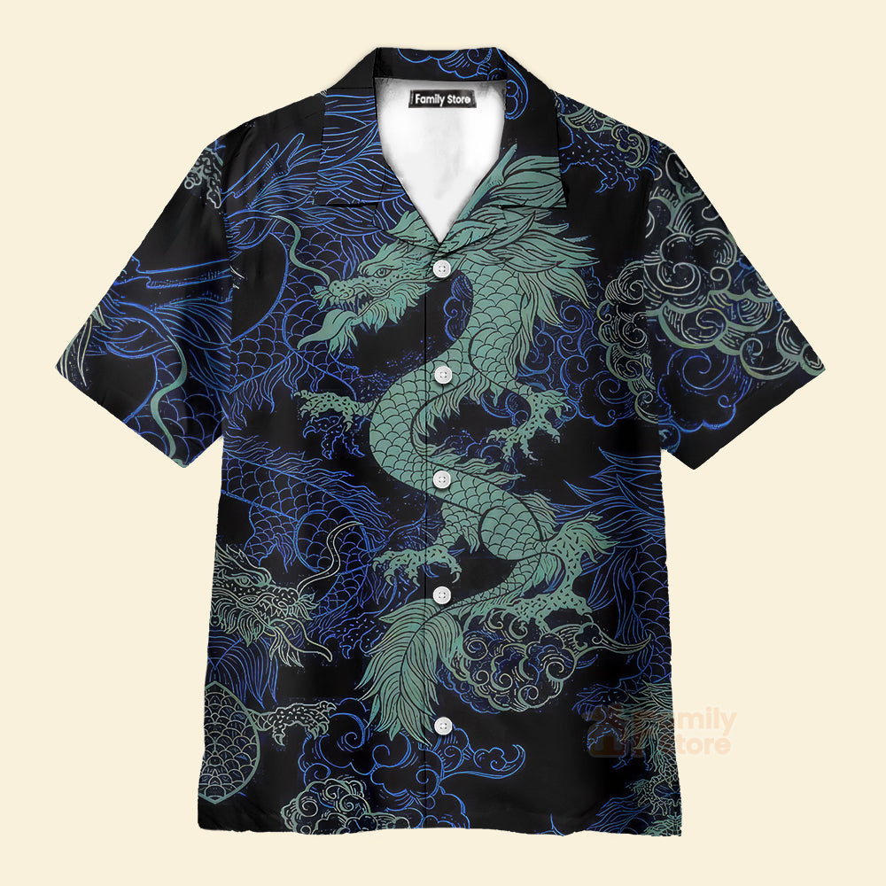 Mint Dragon Dark Short Sleeve - Hawaiian Shirt