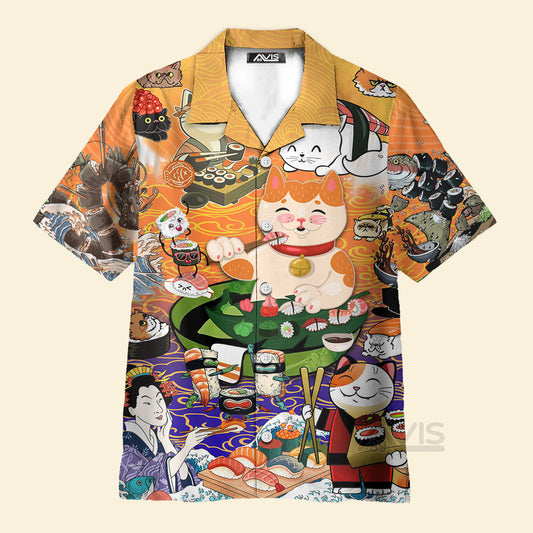 Cat Keep Calm And Eat Sushi - Hawaiian Shirt
