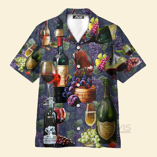 Wine Life Is Better With A Glass Of Wine Grape - Hawaiian Shirt