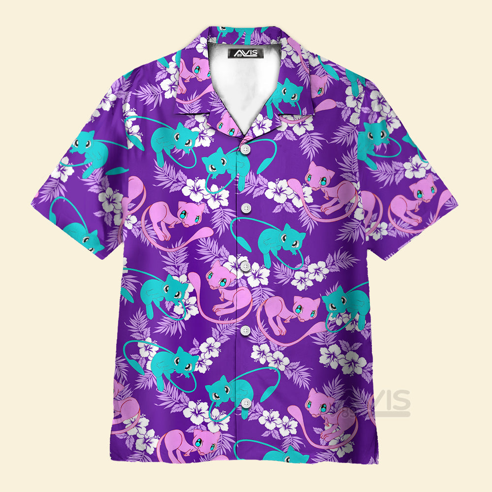 Pink And Blue Mew PoMo Pattern - Hawaiian Shirt
