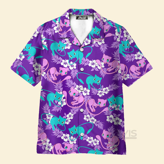 Pink And Blue Mew PoMo Pattern - Hawaiian Shirt