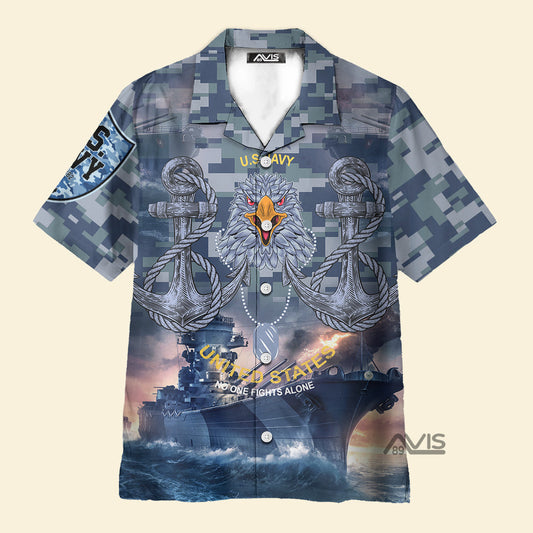 US Navy No One Fights Alone Veteran - Hawaiian Shirt