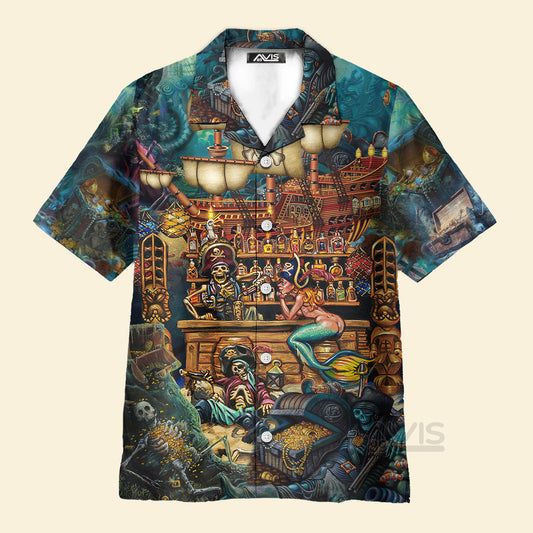 Skull Pirate Treasure Night On The Sea Style - Hawaiian Shirt