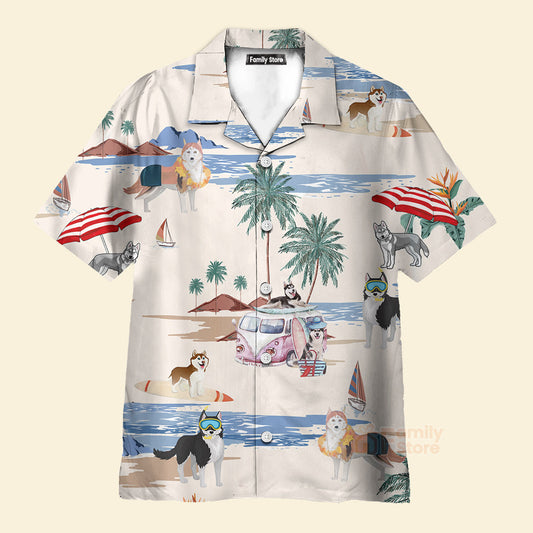 Husky Summer Beach Hawaiian Shirts For Men Women