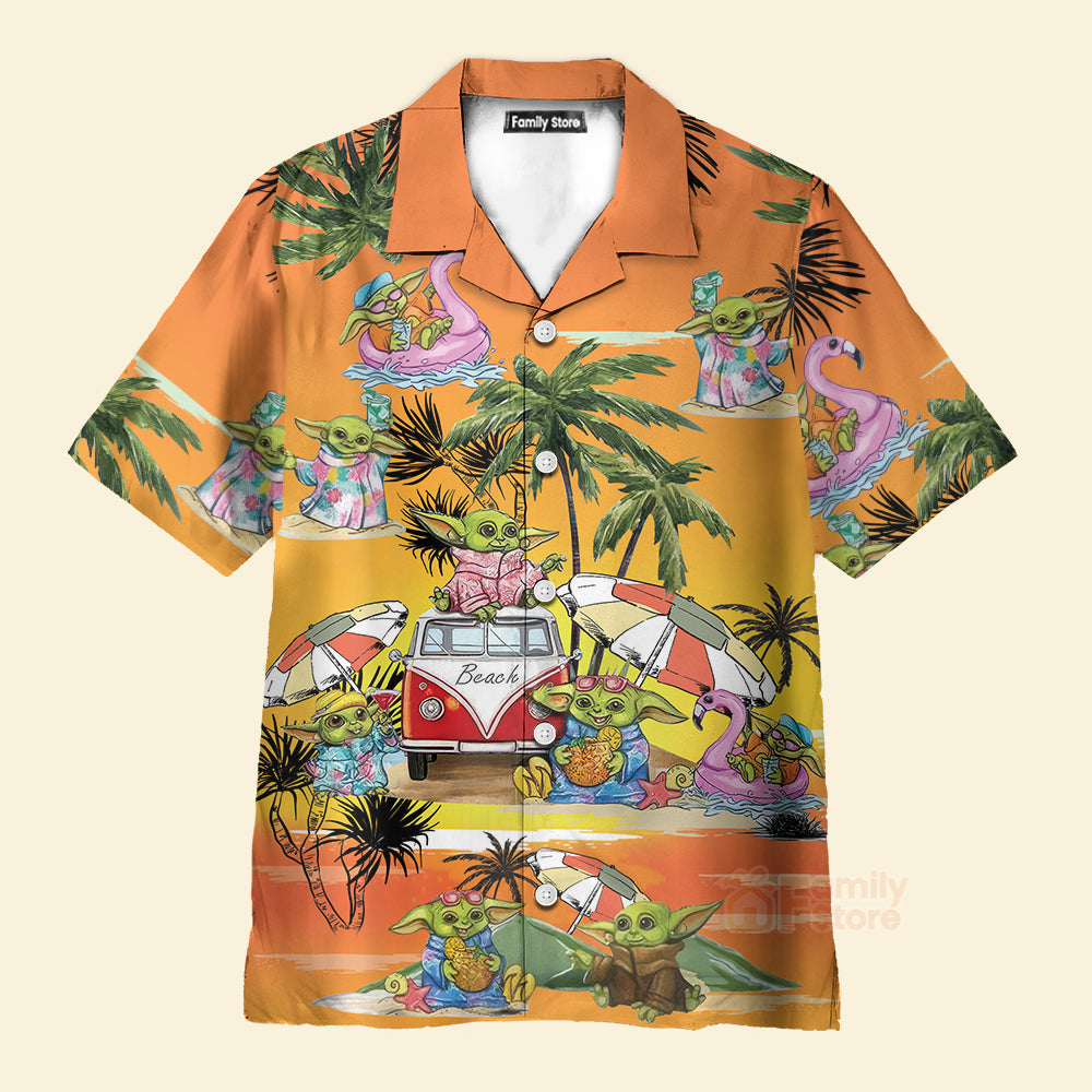 SW Cartoon Baby Yoda Orange - Hawaiian Shirt