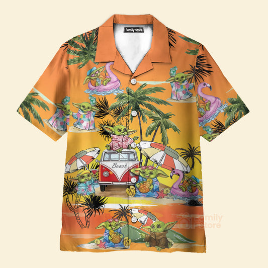 SW Cartoon Baby Yoda Orange - Hawaiian Shirt
