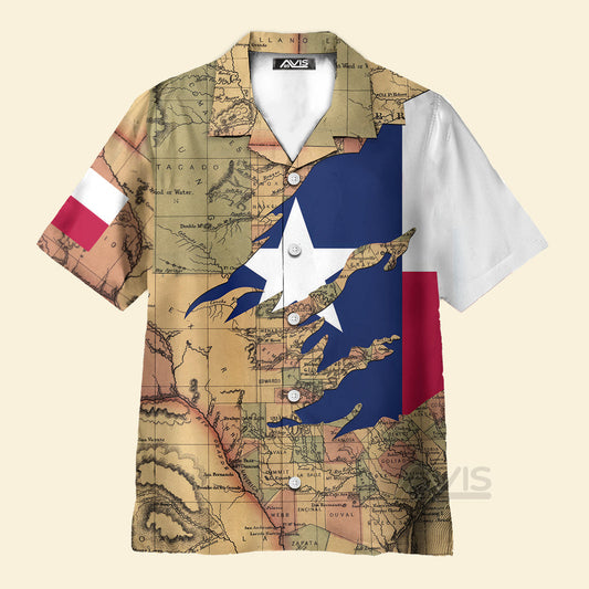 Patriotic Texas Flag Proud Map -  Hawaiian Shirt