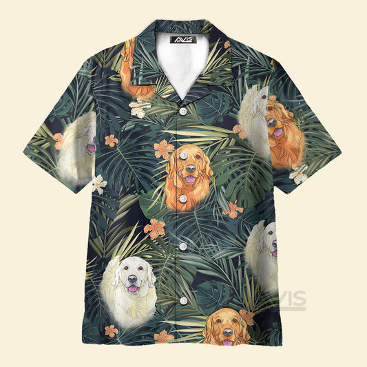 Golden Retriever Tropical Plant - Gift For Dog Lovers - Hawaiian Shirt