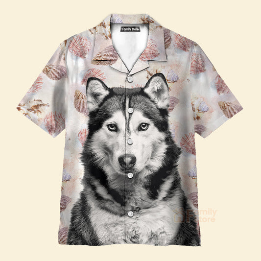 Custom Photo Husky Terrier Mens 3D - Hawaiian Shirt