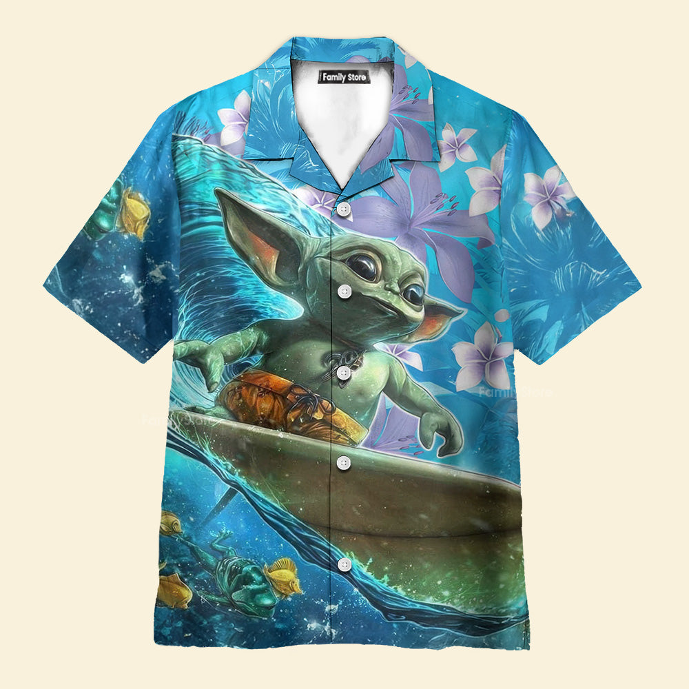 Starwars Baby Yoda Surfing - Hawaiian Shirt For Men, Women, Kids
