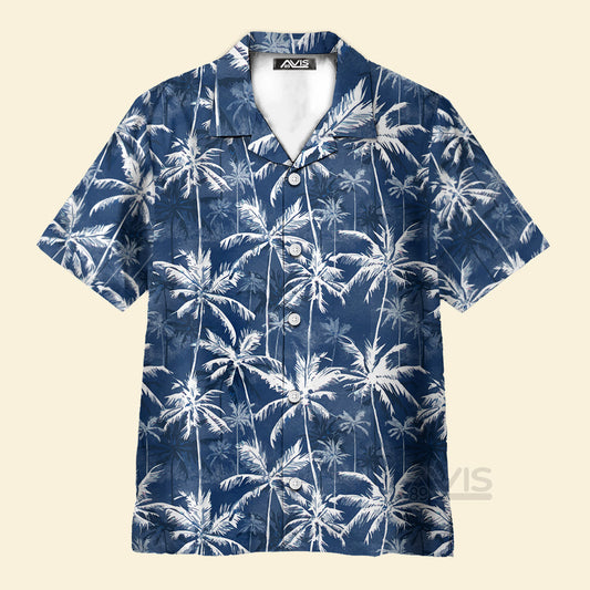White Palm Tree Pattern Tropical - Hawaiian Shirt