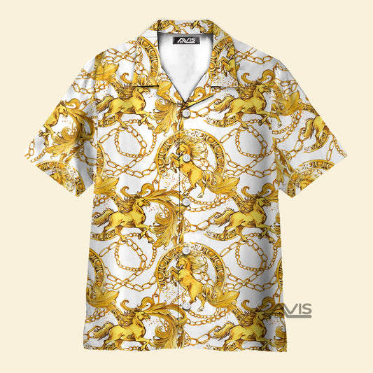 Kentucky Derby Golden Horses - Hawaiian Shirt