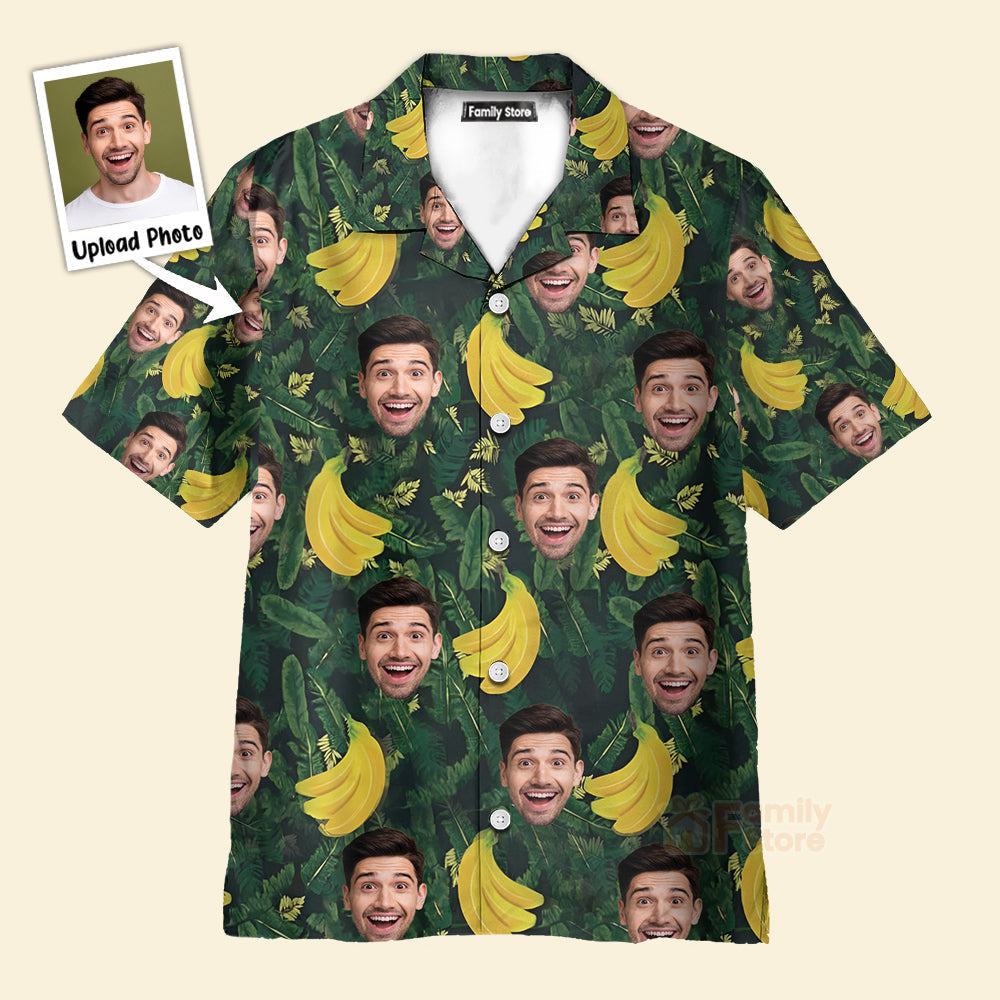 Custom Face Banana Green Unique Funny Family Hawaiian Shirt