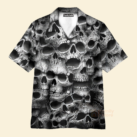 Spiral Twisted Skulls Printing Cuban Collar Carnival Hawaiian Shirt