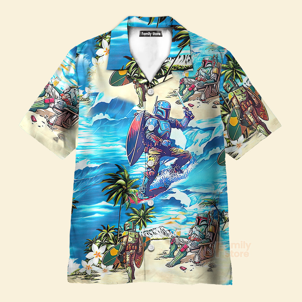 Boba Fett Stwa Surfing - Hawaiian Shirt For Men, Women, Kids