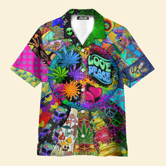 Hippie Alien Frogs Love Peace Amazing Style - Hawaiian Shirt