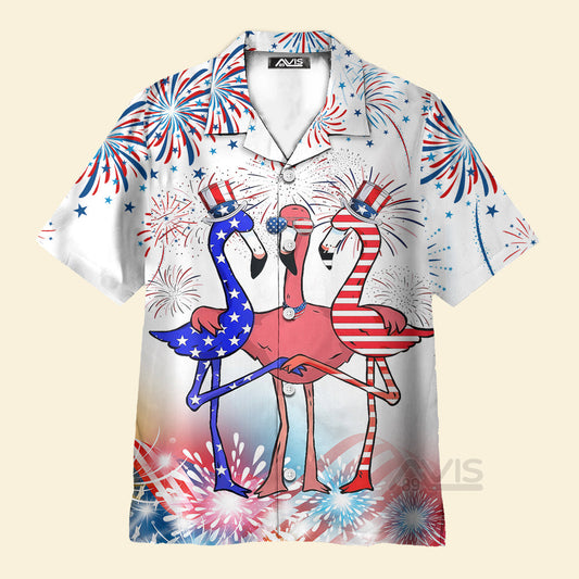 Independence Day Flag Flamingo 4th Of July - Hawaiian Shirt