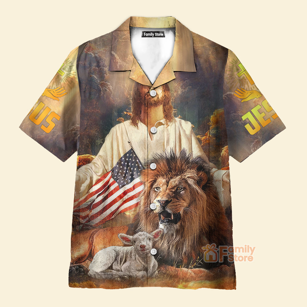 Jesus God With Lion And Goat - Hawaiian Shirt