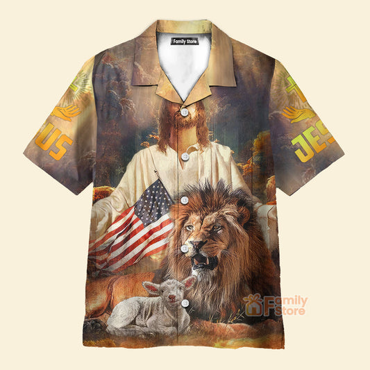 Jesus God With Lion And Goat - Hawaiian Shirt