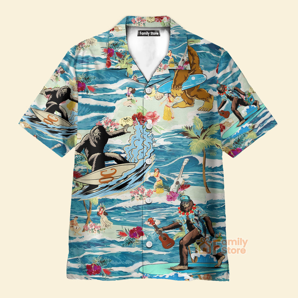Surfing Bigfoot Aloha Vacation - Hawaiian Shirt