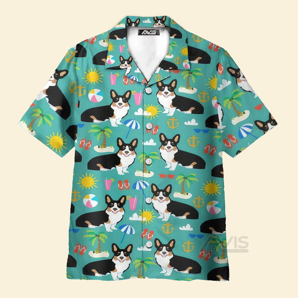 Corgi On The Beach - Hawaiian Shirt