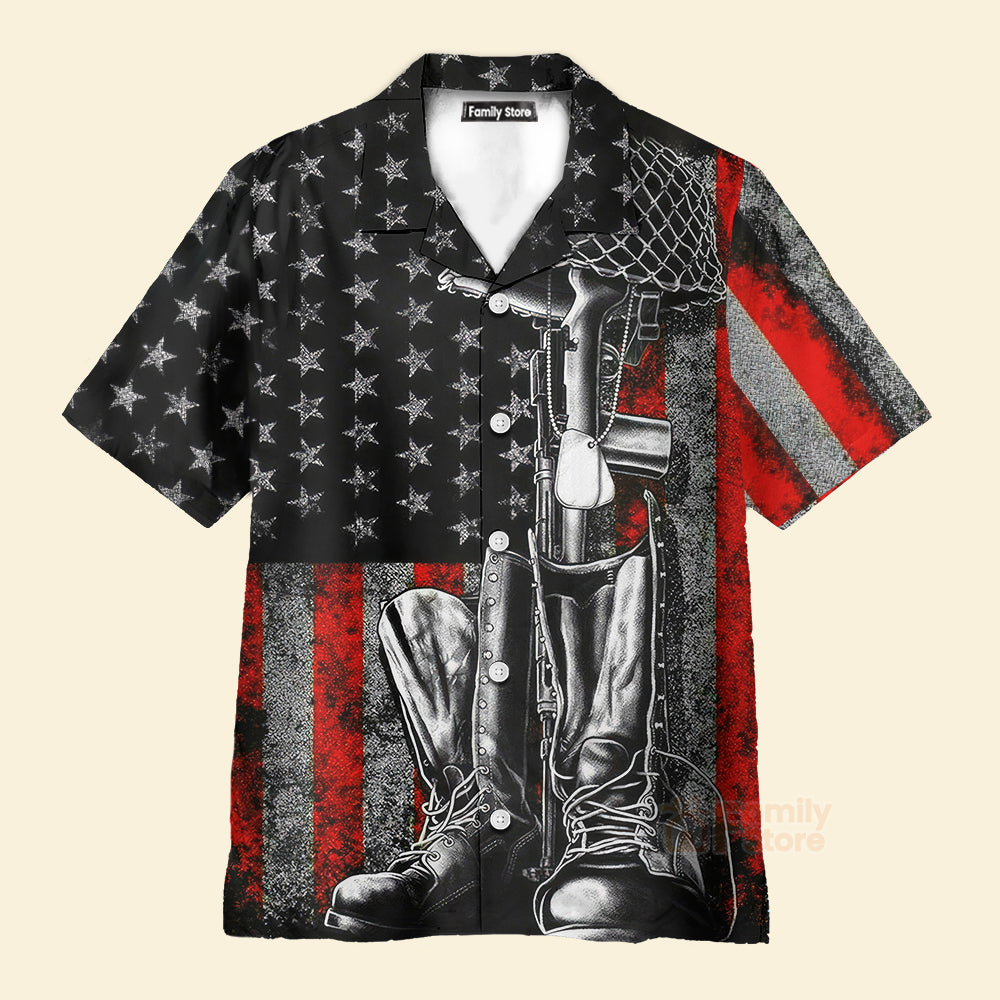 Veterans Memorial Day Red And Black - Hawaiian Shirt