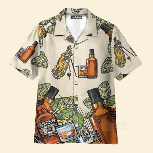 Funny Golf And Bourbon I Like Golf Print Hawaiian Shirt