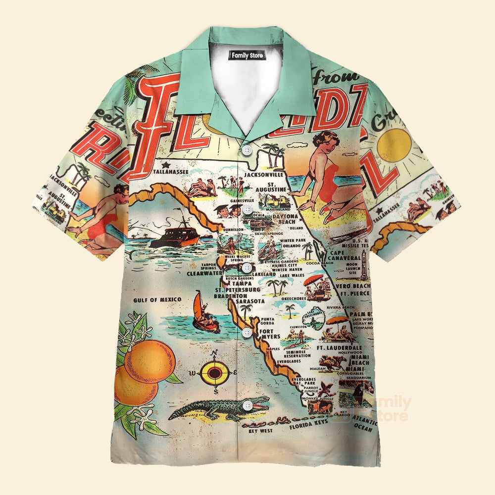 Coastal Vibes A Greeting From Florida - Hawaiian Shirt