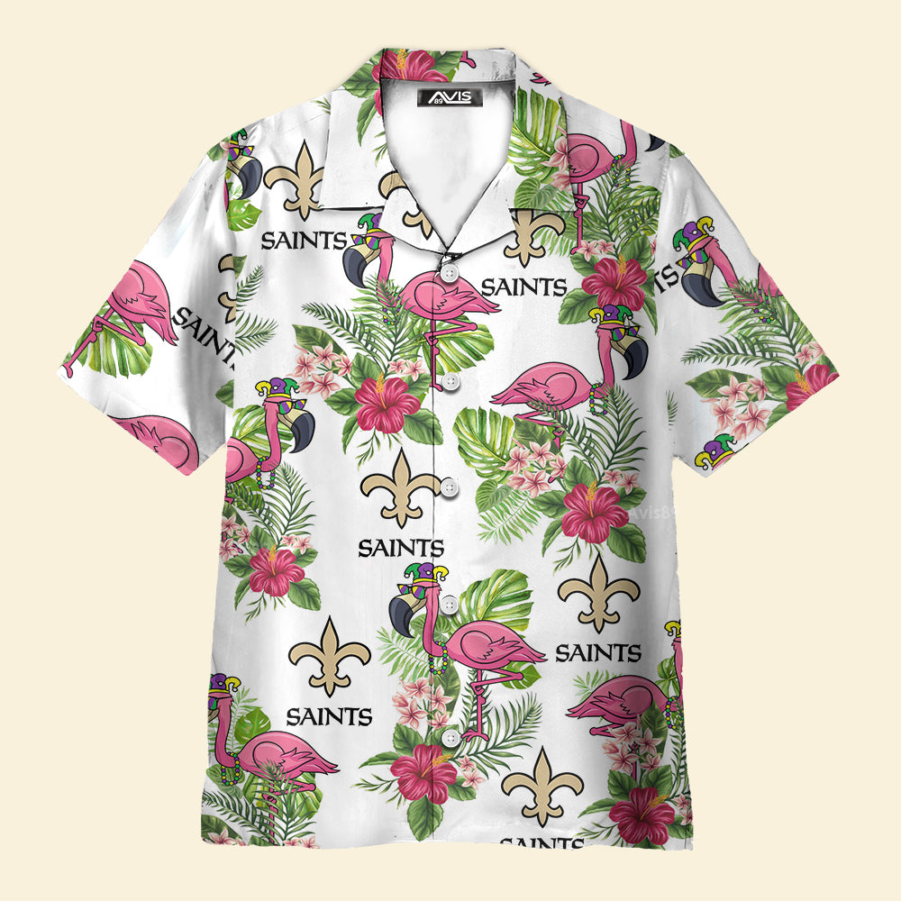 Happy Mardi Gras New Orleans Saints Floral - Hawaiian Shirt