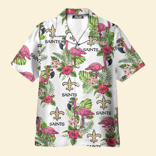 Happy Mardi Gras New Orleans Saints Floral - Hawaiian Shirt