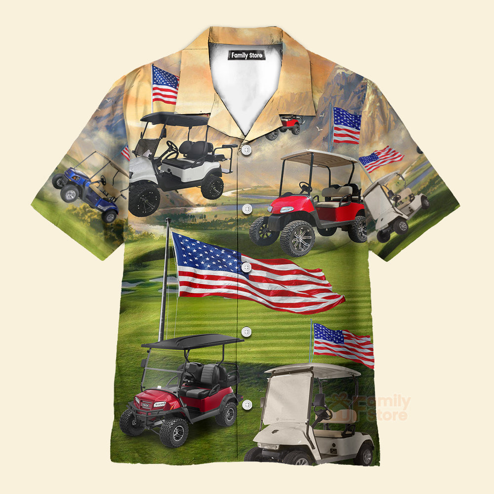 Funny Patriotic Golf Independence Day Club Car - Hawaiian Shirt