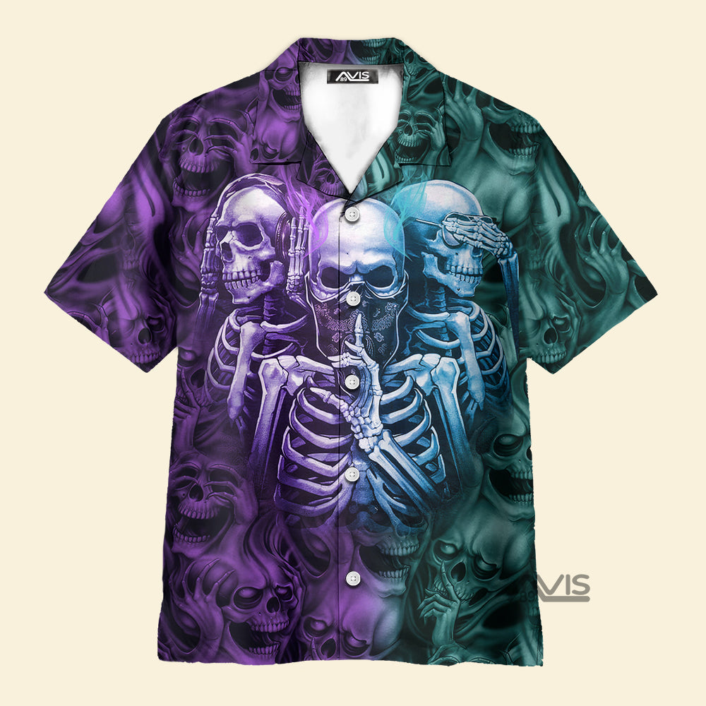Skull Neither Hear Nor See - Hawaiian Shirt