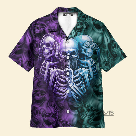Skull Neither Hear Nor See - Hawaiian Shirt