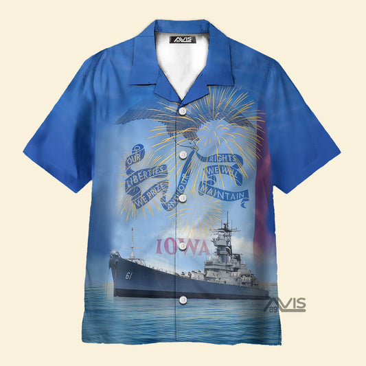 Us Navy Uss Iowa (Bb-61) 4Th Of July - Hawaiian Shirt
