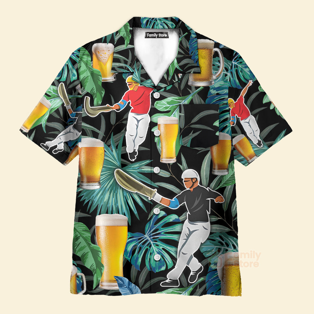 Beer And Jai Alai Tropical Pattern - Hawaiian Shirt