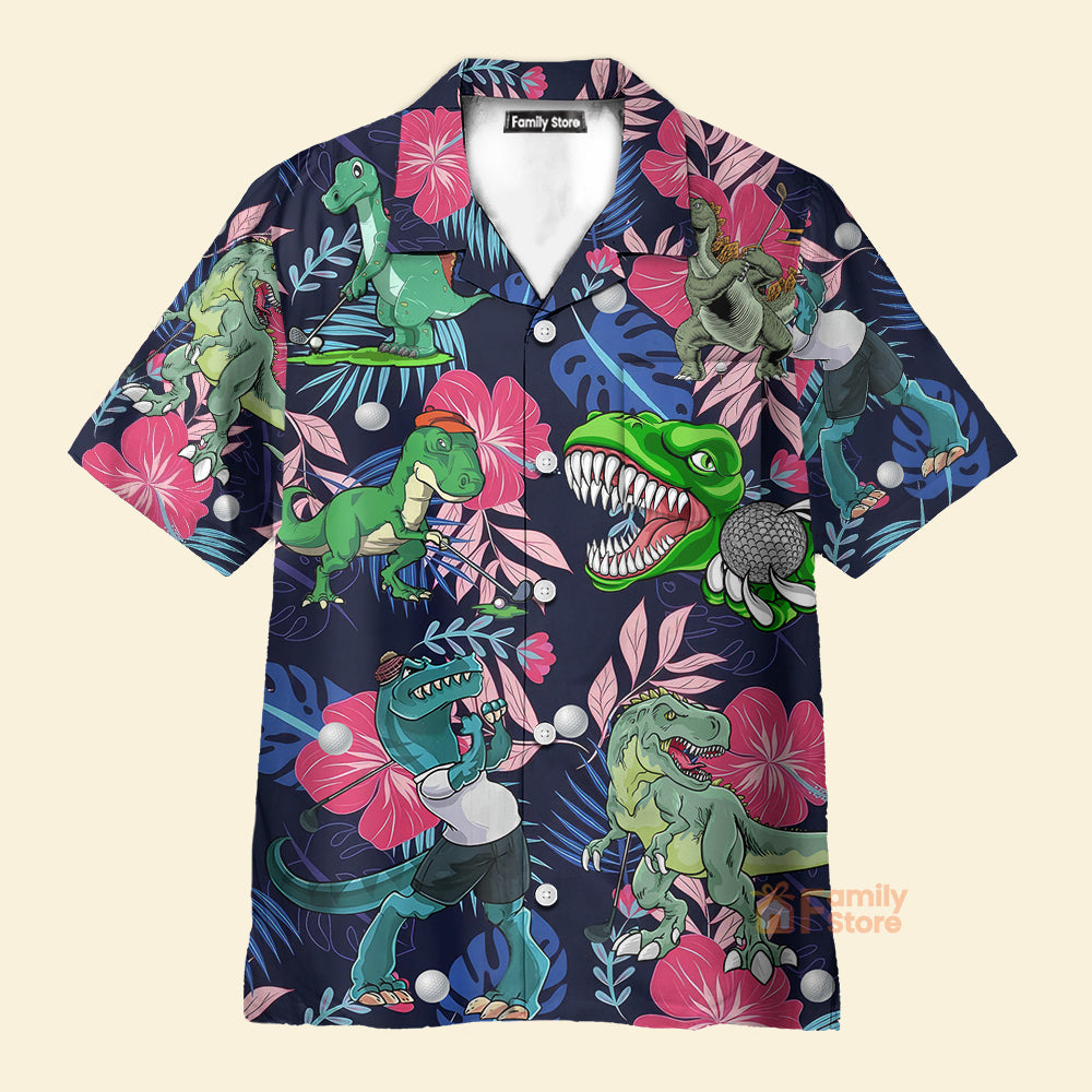 Golf Funny Dinosaur Back Nines Matter Tropical Pattern - Hawaiian Shirt