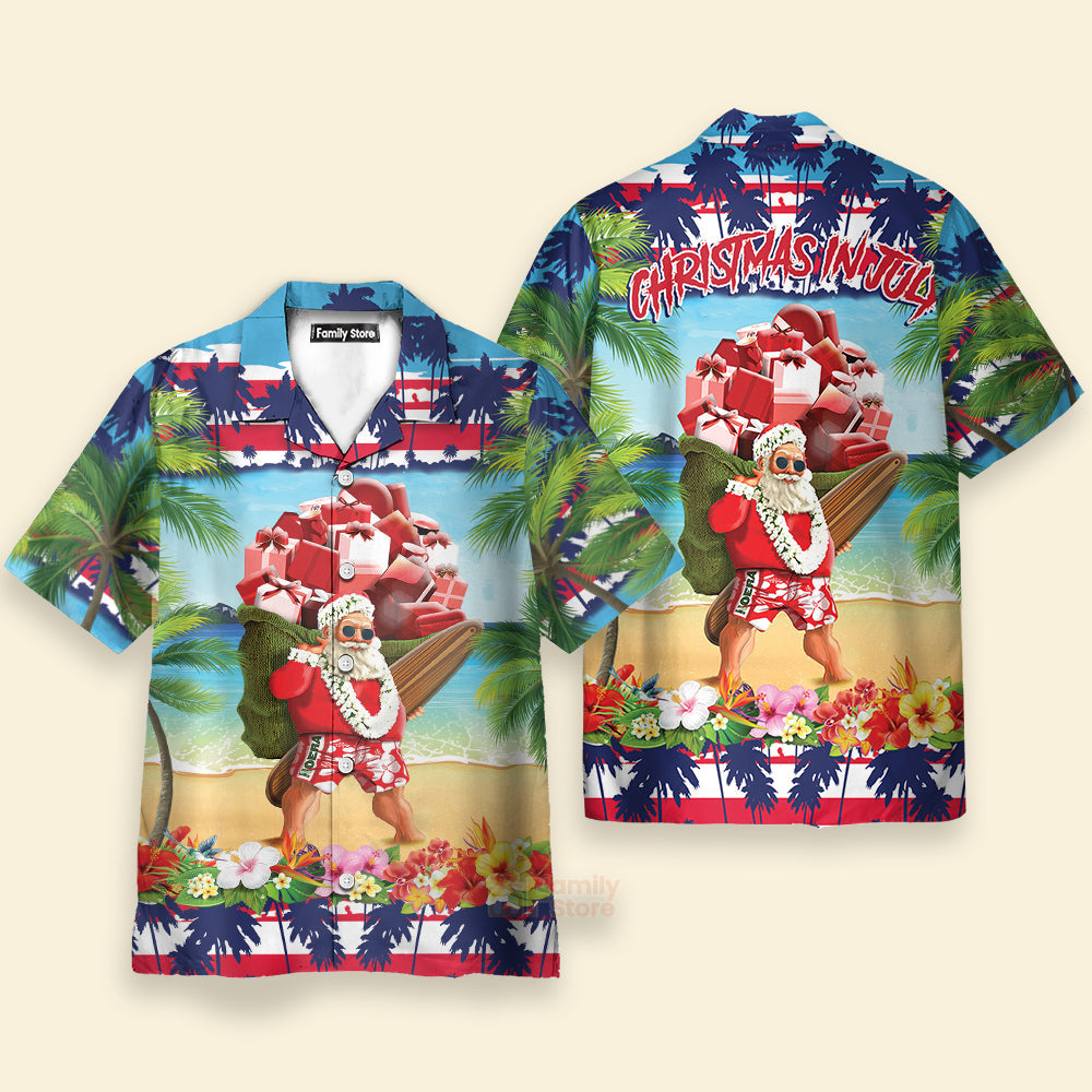 Christmas In July Santa Claus Spent Down At The Beach Hawaiian Shirt