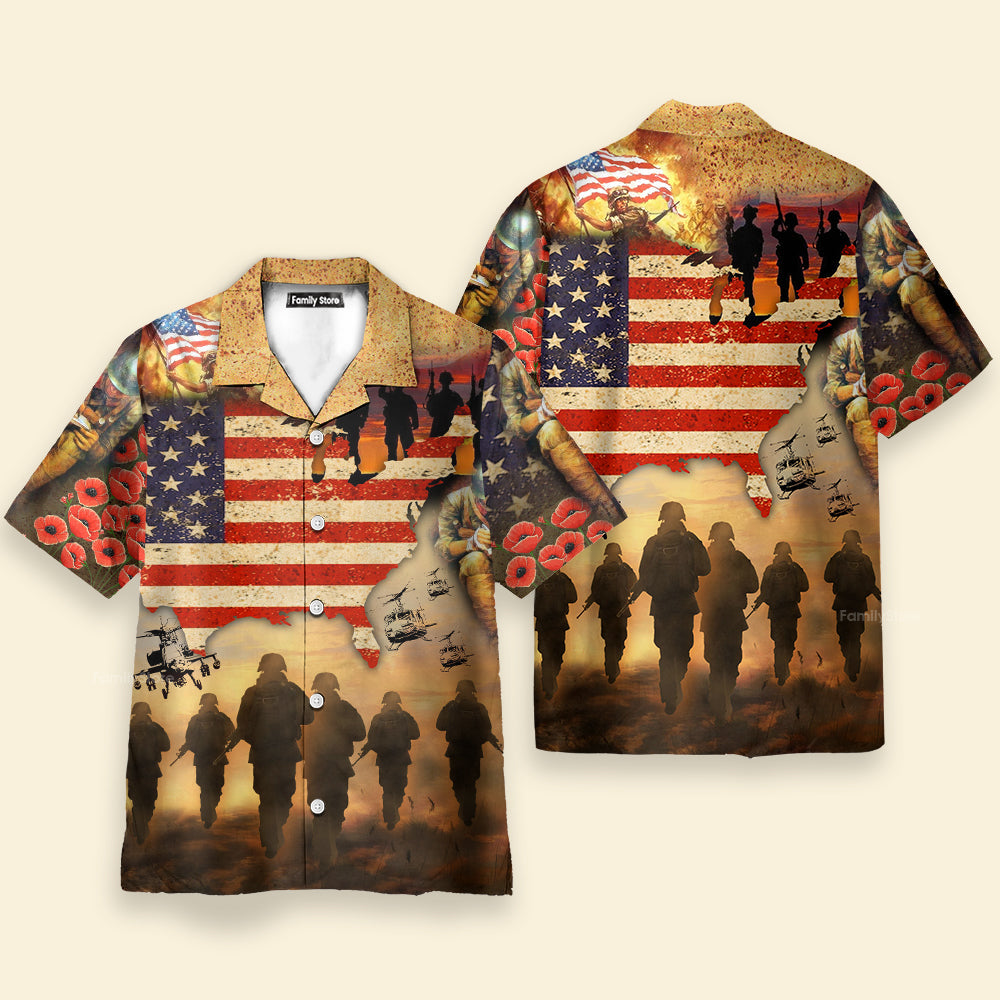 Veteran Blood Sweat And Tear America Flag - Hawaiian Shirt