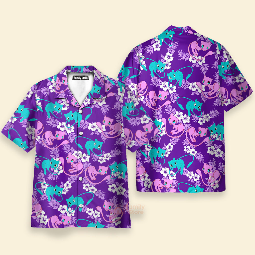 Pink And Blue Mew PoMo Pattern - Hawaiian Shirt