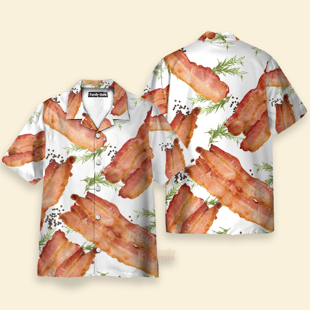 Funny Style Food Bacon - Food Lover’s Breakfast-Themed Button Up Hawaiian Shirt