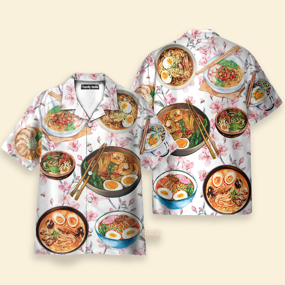 Funny Food Ramen Delicious Floral Style Hawaiian Shirt